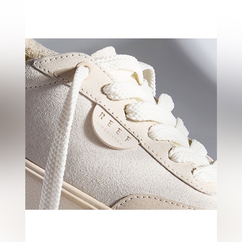 Reef Lay Day Lift Leather Boho Platform Casual Sneakers Beige Cream New Size 8.5 - Picture 15 of 16